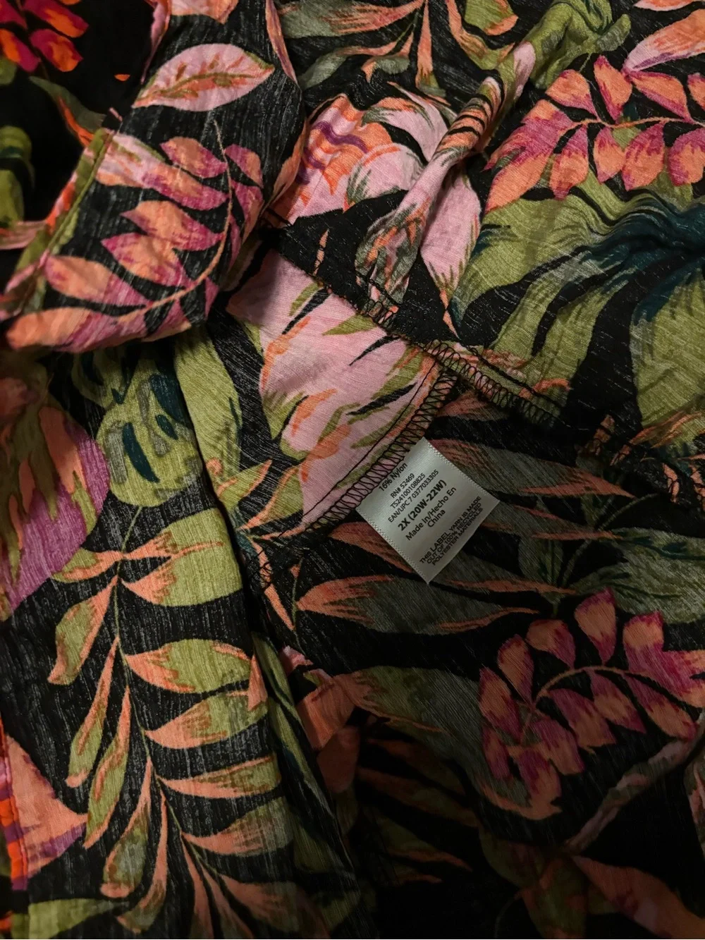 Terra & Sky Black Midi Dress with Pink & Green Tropical Print - Picture 4 of 4